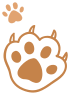 Empreintes de pattes de chien et d'ours marron contrastées sur fond noir, l'une grande et l'autre petite.